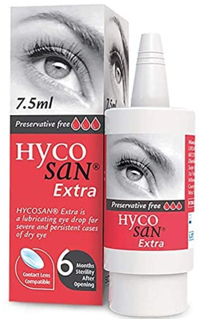 Hycosan Extra - Double Pack - Preservative Free Eye Drops - Sodium Hyaluronate 0.2% - for Treatment of Dry Eyes - 2 x7.5ml